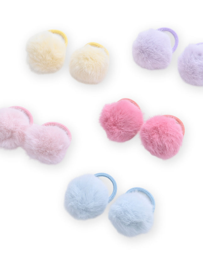 kids atelier mimi tutu Fluffy Pom-Pom Hair Tie Set