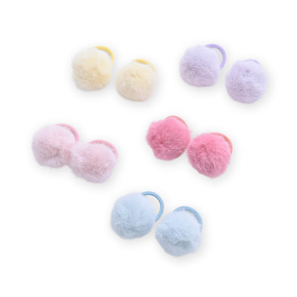 kids atelier mimi tutu Fluffy Pom-Pom Hair Tie Set