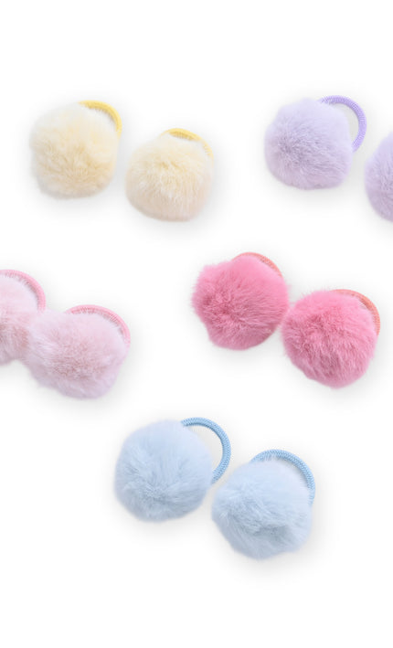 kids atelier mimi tutu Fluffy Pom-Pom Hair Tie Set
