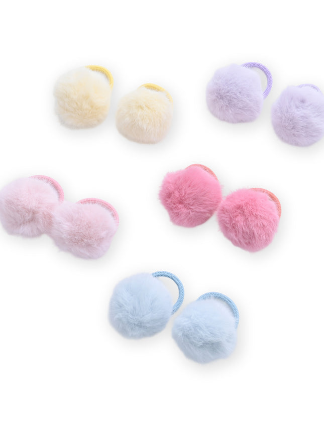 kids atelier mimi tutu Fluffy Pom-Pom Hair Tie Set