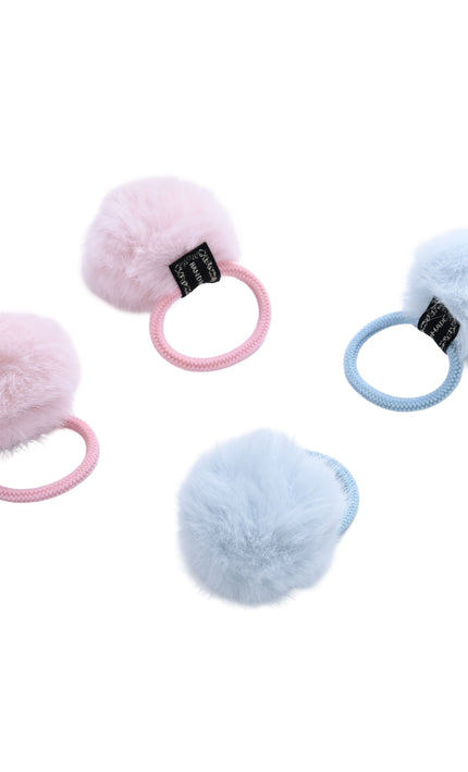 kids atelier mimi tutu Fluffy Pom-Pom Hair Tie Set