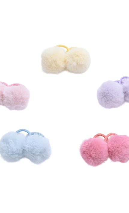 kids atelier mimi tutu Fluffy Pom-Pom Hair Tie Set