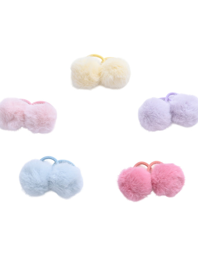 kids atelier mimi tutu Fluffy Pom-Pom Hair Tie Set