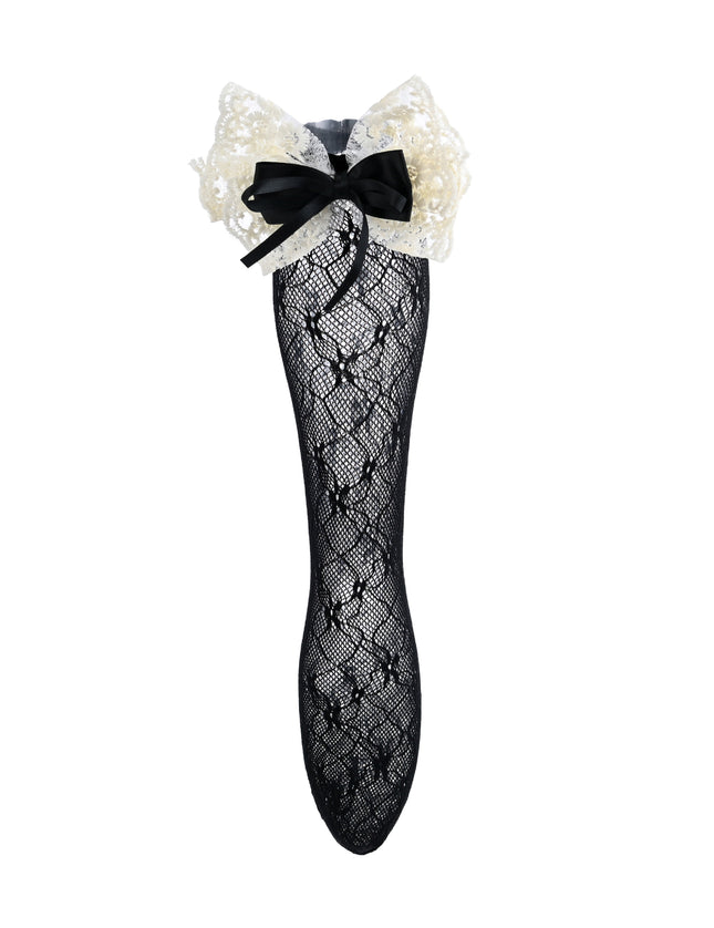 kids atelier mimi tutu Embroidered Ribbon Bow Long Socks