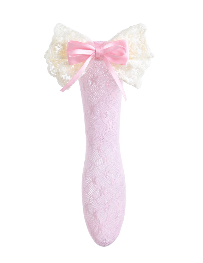 kids atelier mimi tutu Embroidered Ribbon Bow Long Socks