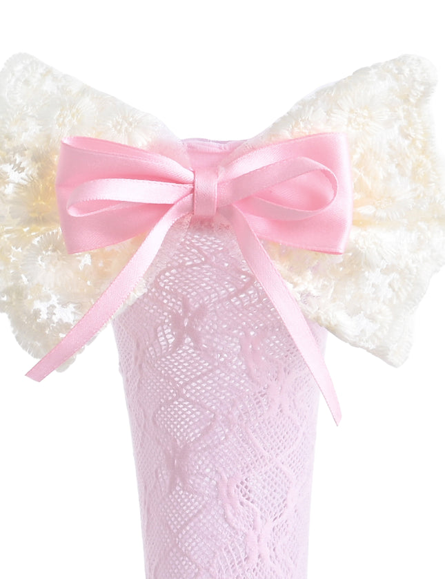 kids atelier mimi tutu Embroidered Ribbon Bow Long Socks