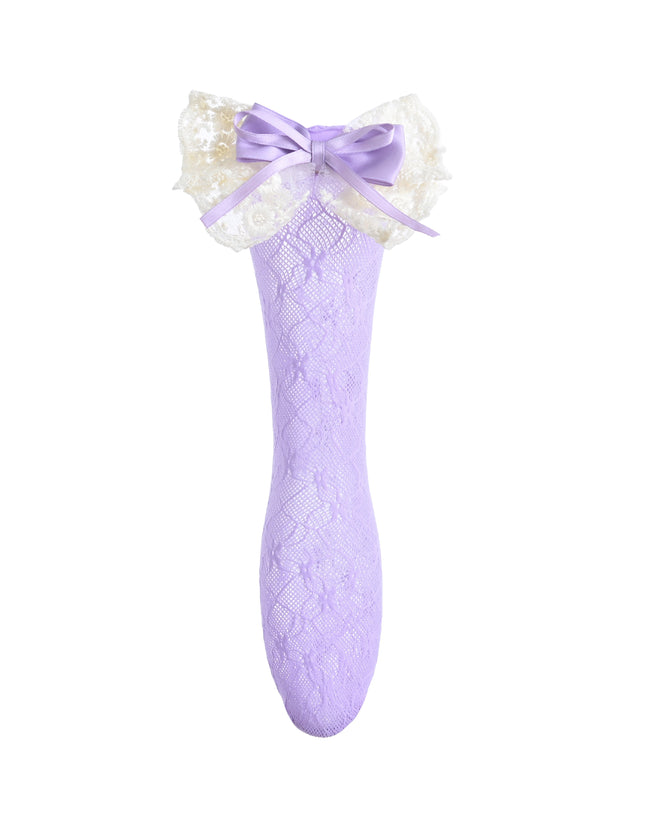 kids atelier mimi tutu Embroidered Ribbon Bow Long Socks