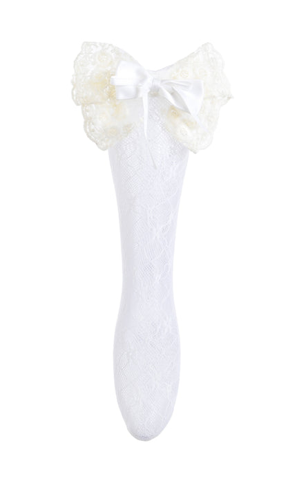kids atelier mimi tutu Embroidered Ribbon Bow Long Socks