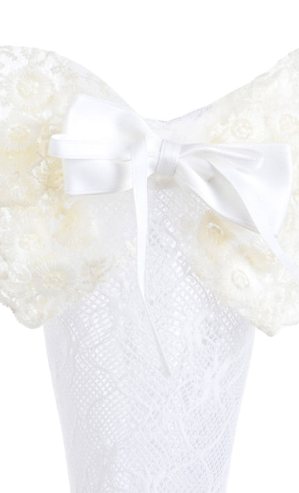 kids atelier mimi tutu Embroidered Ribbon Bow Long Socks