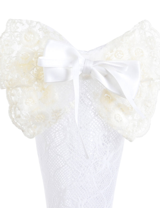 kids atelier mimi tutu Embroidered Ribbon Bow Long Socks