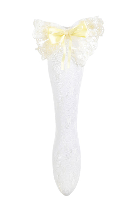 kids atelier mimi tutu Embroidered Ribbon Bow Long Socks