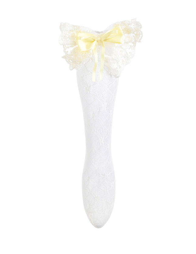 kids atelier mimi tutu Embroidered Ribbon Bow Long Socks