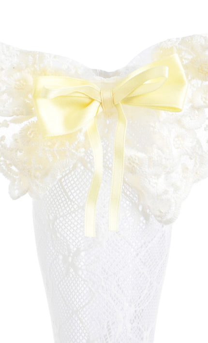 kids atelier mimi tutu Embroidered Ribbon Bow Long Socks