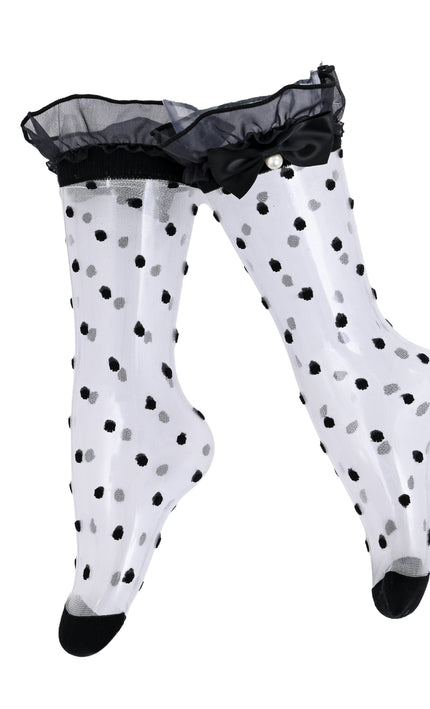 kids atelier mimi tutu Transparent Polka-Dot Bow Trim Socks