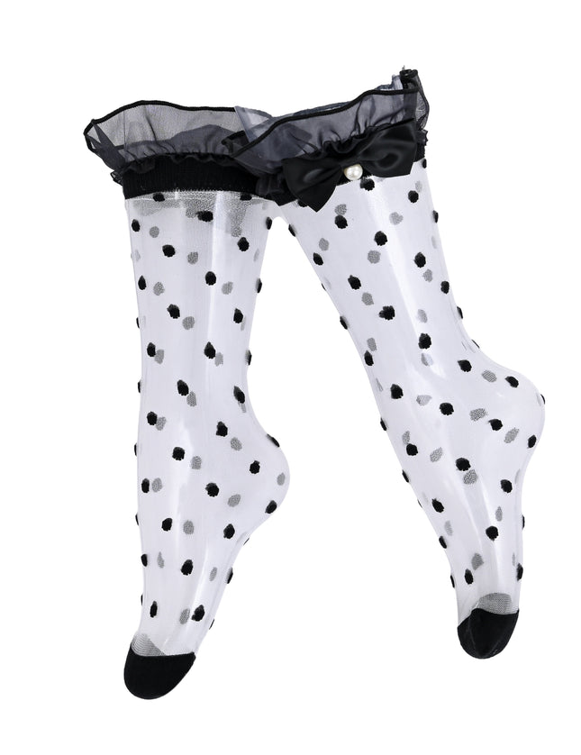kids atelier mimi tutu Transparent Polka-Dot Bow Trim Socks