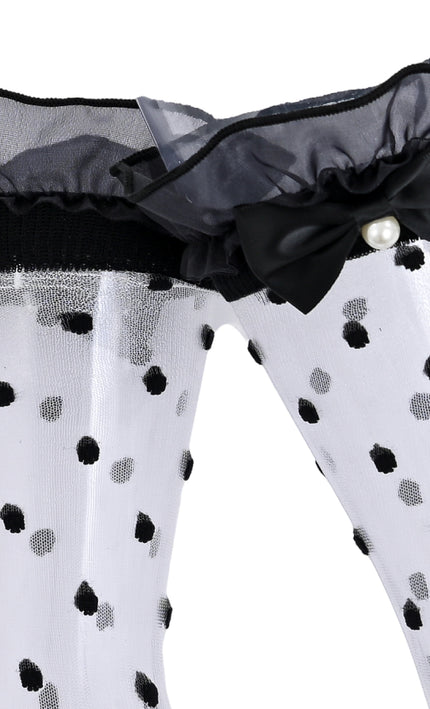 kids atelier mimi tutu Transparent Polka-Dot Bow Trim Socks