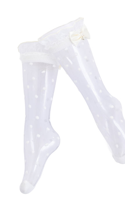 kids atelier mimi tutu Transparent Polka-Dot Bow Trim Socks