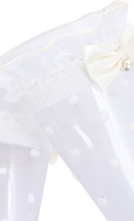 kids atelier mimi tutu Transparent Polka-Dot Bow Trim Socks