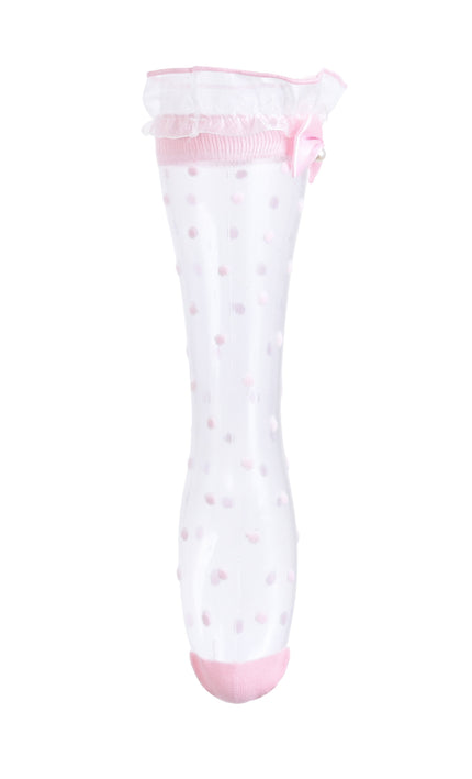 kids atelier mimi tutu Transparent Polka-Dot Bow Trim Socks