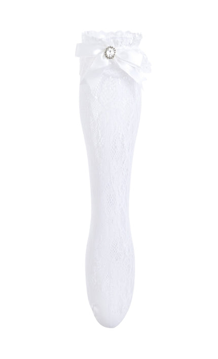 kids atelier mimi tutu Rhinestone Lace Trim Bow Socks