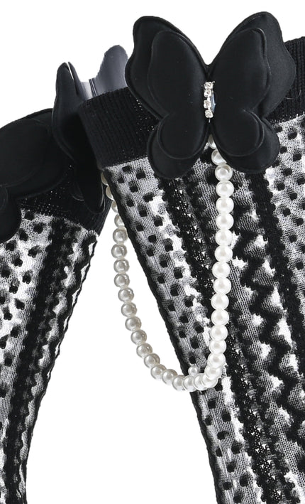 kids atelier mimi tutu Butterfly Lace Pearl Link Socks