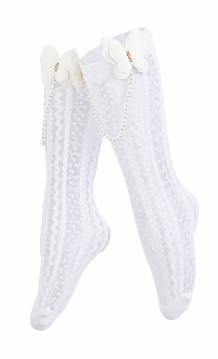 kids atelier mimi tutu Butterfly Lace Pearl Link Socks