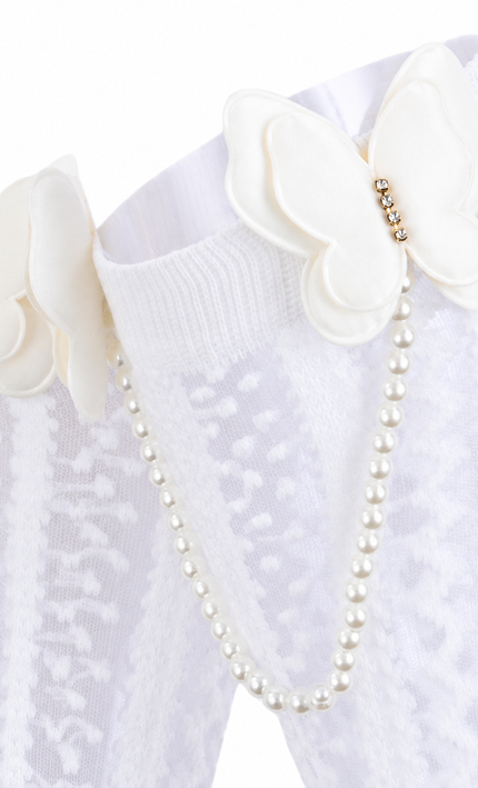kids atelier mimi tutu Butterfly Lace Pearl Link Socks