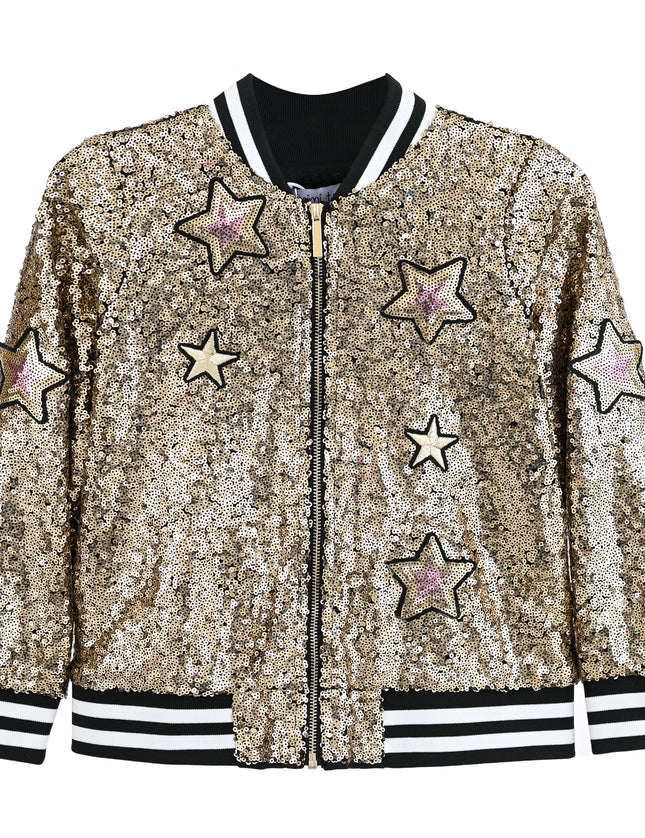 kids atelier mimi tutu Gold Sequin Bomber Jacket