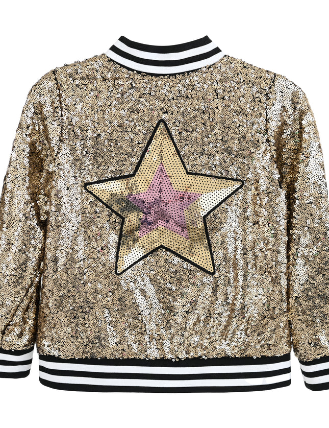 kids atelier mimi tutu Gold Sequin Bomber Jacket