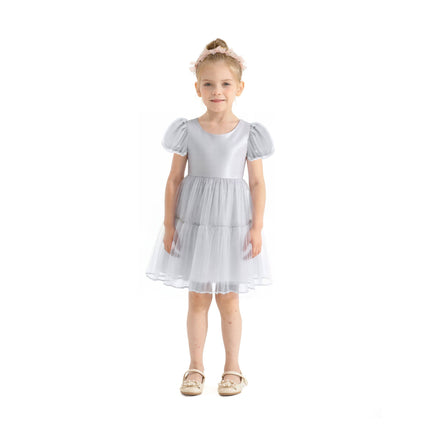 kids atelier mimitutu Gray Eveline Puff-Sleeve Dress