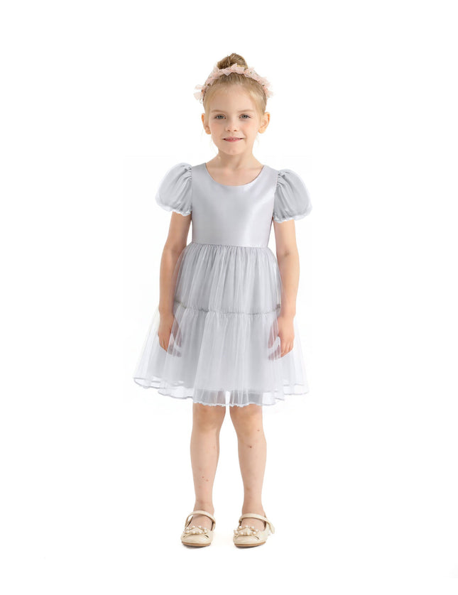 kids atelier mimitutu Gray Eveline Puff-Sleeve Dress