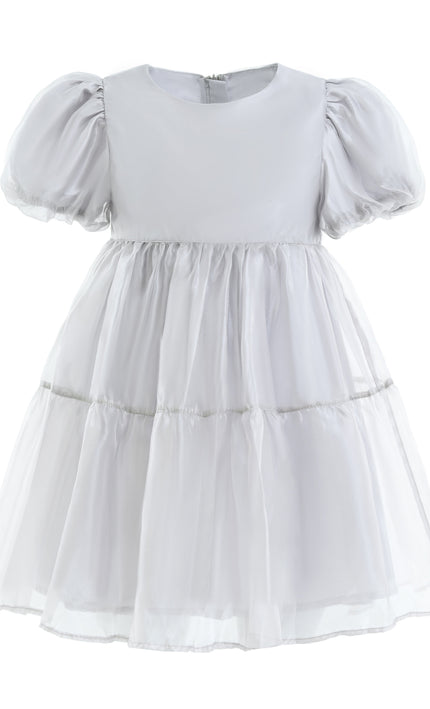 kids atelier mimitutu Gray Eveline Puff-Sleeve Dress