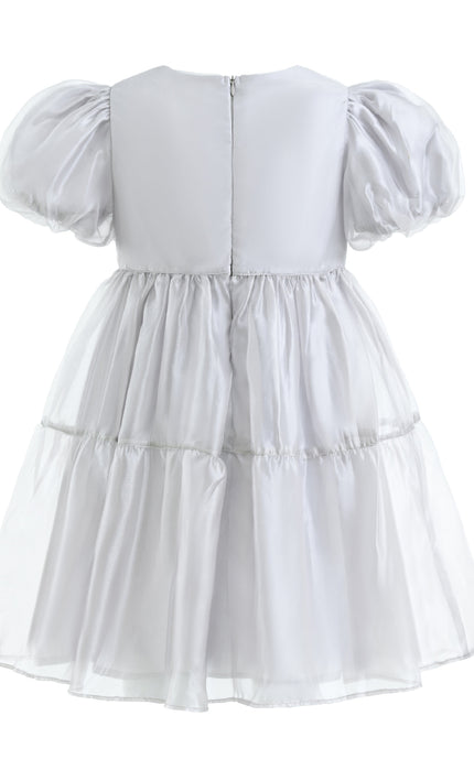 kids atelier mimitutu Gray Eveline Puff-Sleeve Dress