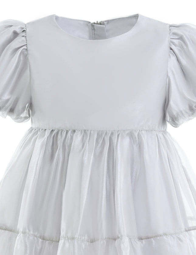 kids atelier mimitutu Gray Eveline Puff-Sleeve Dress