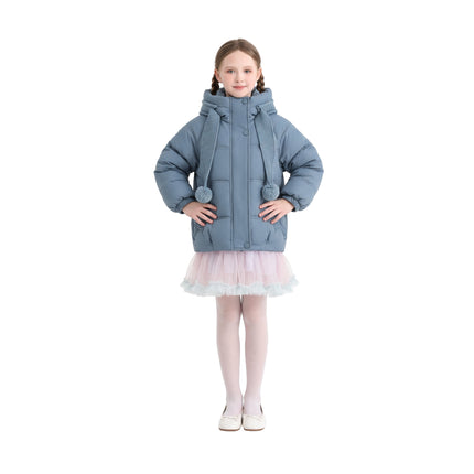 kids atelier mimi tutu Blue Pom-Pom Puffer Jacket