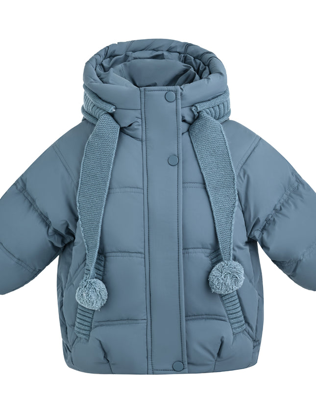 kids atelier mimi tutu Blue Pom-Pom Puffer Jacket