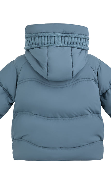 kids atelier mimi tutu Blue Pom-Pom Puffer Jacket