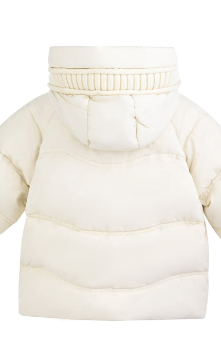 kids atelier mimi tutu Ivory Pom-Pom Puffer Jacket