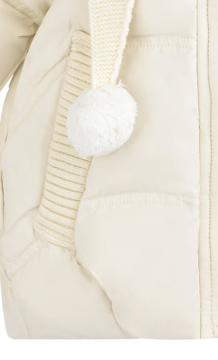 kids atelier mimi tutu Ivory Pom-Pom Puffer Jacket