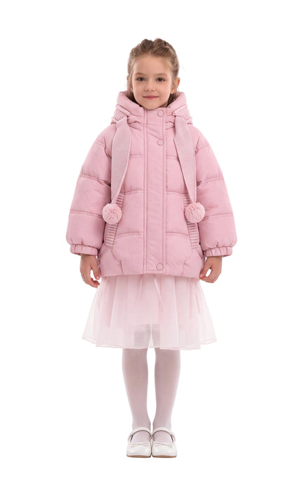 kids atelier mimi tutu Light Pink Pom-Pom Puffer Jacket