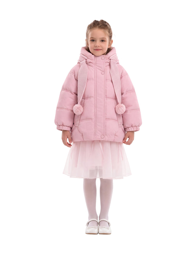 kids atelier mimi tutu Light Pink Pom-Pom Puffer Jacket