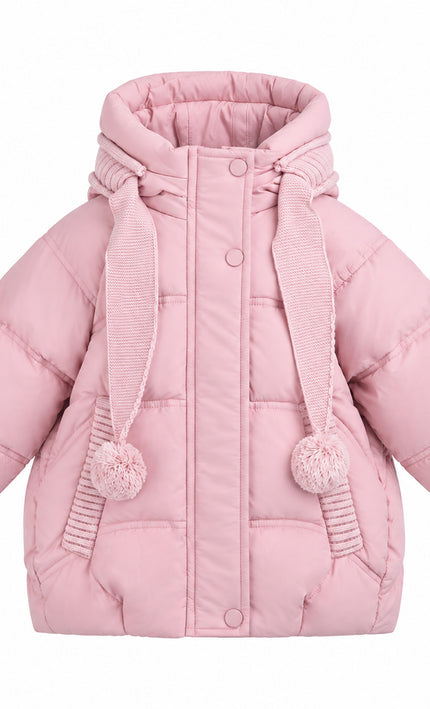 kids atelier mimi tutu Light Pink Pom-Pom Puffer Jacket