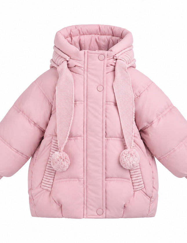 kids atelier mimi tutu Light Pink Pom-Pom Puffer Jacket