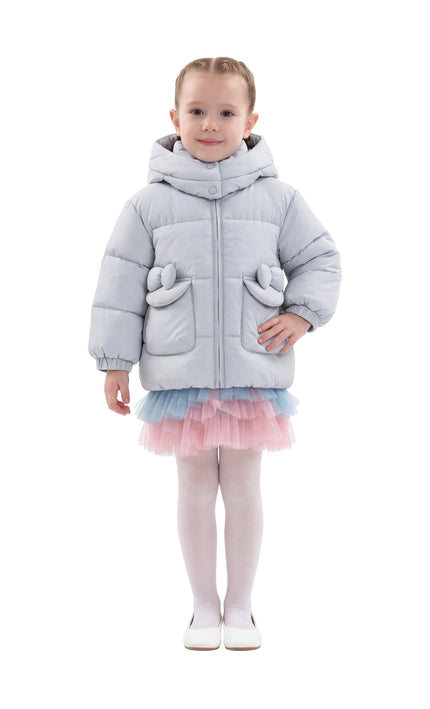 kids atelier mimi tutu Blue Bow-Detail Puffer Jacket