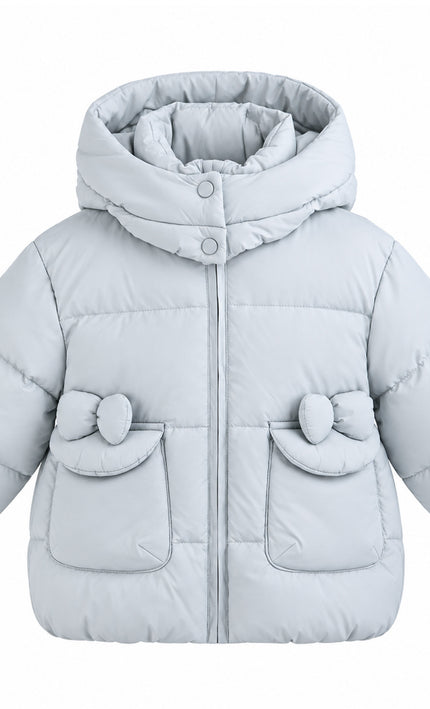 kids atelier mimi tutu Blue Bow-Detail Puffer Jacket