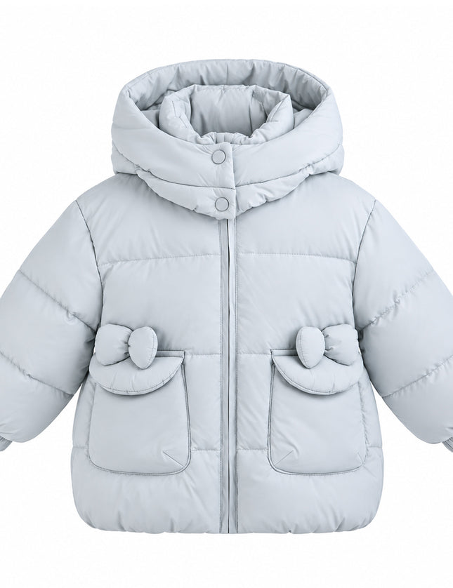 kids atelier mimi tutu Blue Bow-Detail Puffer Jacket