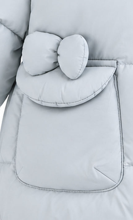 kids atelier mimi tutu Blue Bow-Detail Puffer Jacket