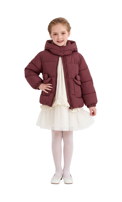 kids atelier mimi tutu Maroon Bow-Detail Puffer Jacket