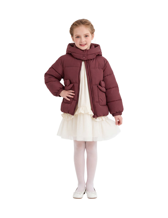 kids atelier mimi tutu Maroon Bow-Detail Puffer Jacket