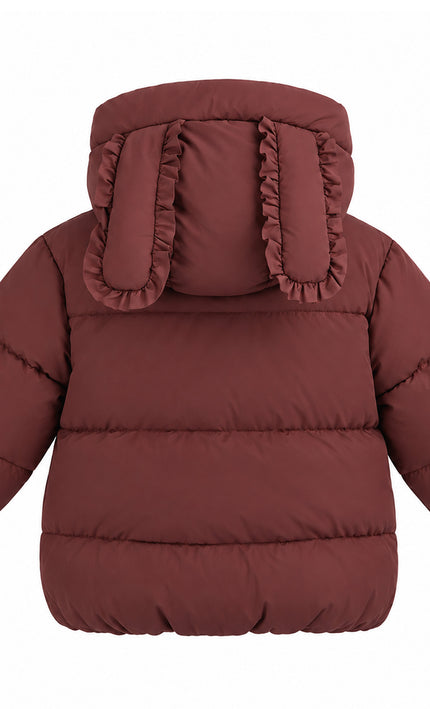 kids atelier mimi tutu Maroon Bow-Detail Puffer Jacket